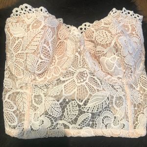 Victoria’s Secret nude floral lace mini bustier